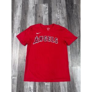 The Nike Tee Los Angeles Angels #27 Mike Trout Men's Small Red T-shirt